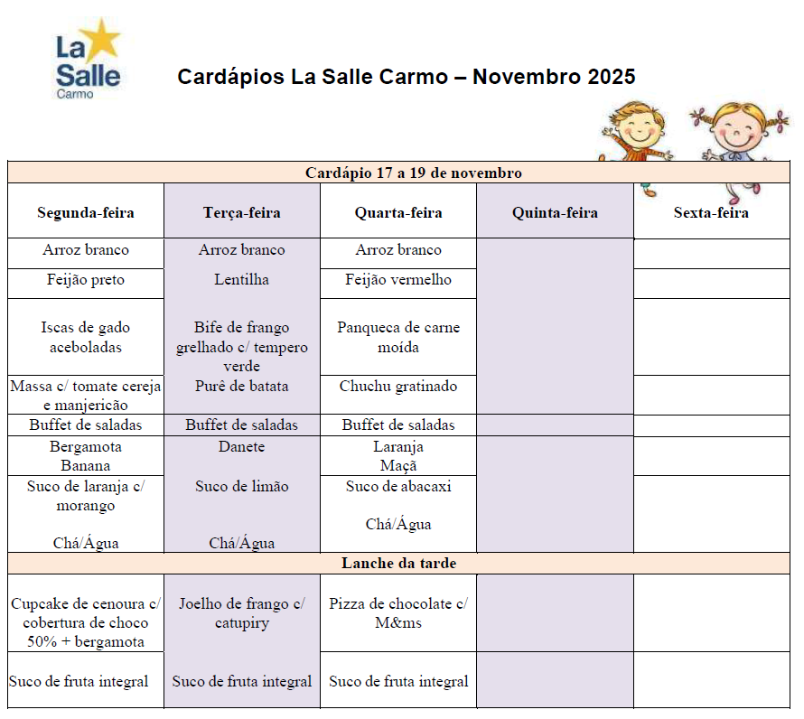 Cardapio 17nov